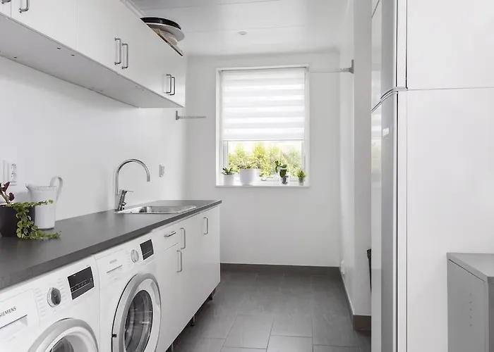 Modernt Hus Med Parkeringsplatser Och Traedgard Willa